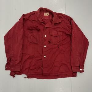 Vintage 50s Penney's Red Heavyweight Rayon Loop Collar